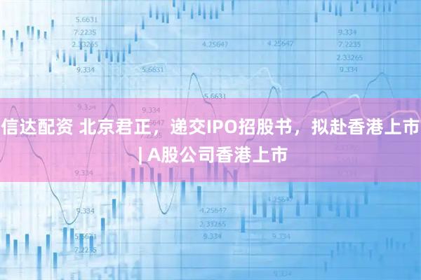 信达配资 北京君正，递交IPO招股书，拟赴香港上市 | A股公司香港上市